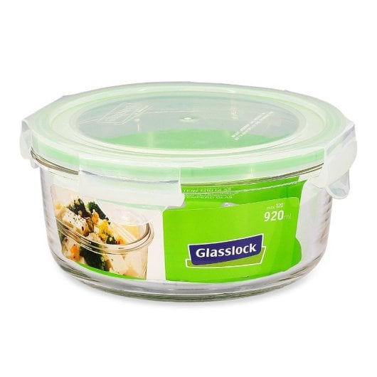 Glasslock Classic - Contenitore rotondo ermetico in vetro temperato da 0,9 l