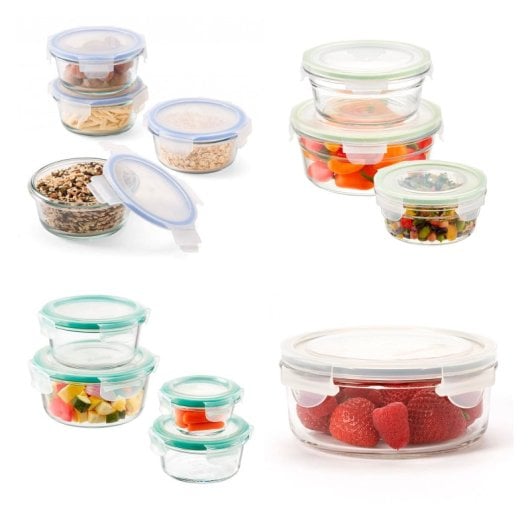 Glasslock Classic - Contenitore rotondo ermetico in vetro temperato da 0,9 l