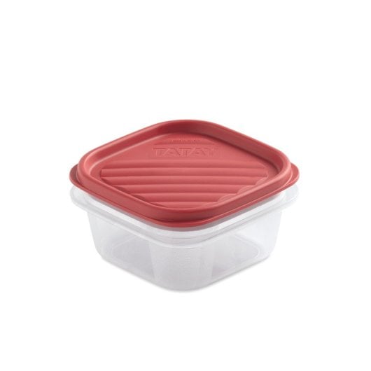 Tatay Top Flex - Contenitore ermetico quadrato da 0,3 l con chiusura a scatto. Rosso mirtillo