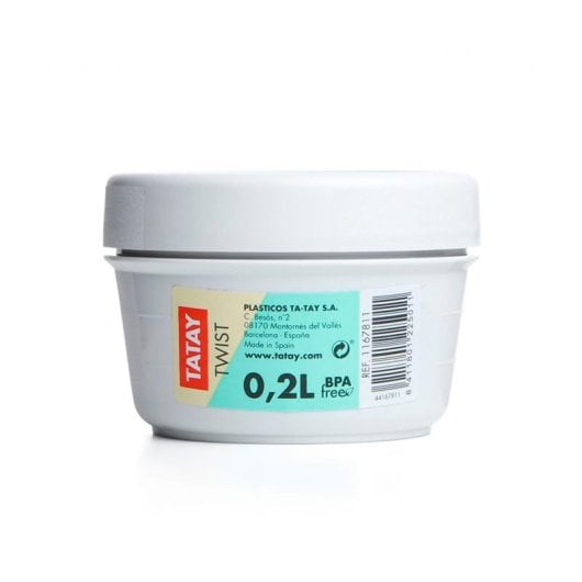 Tatay Twist Opak - Contenitore rotondo da 0,2 L con coperchio ermetico a vite. Bianco