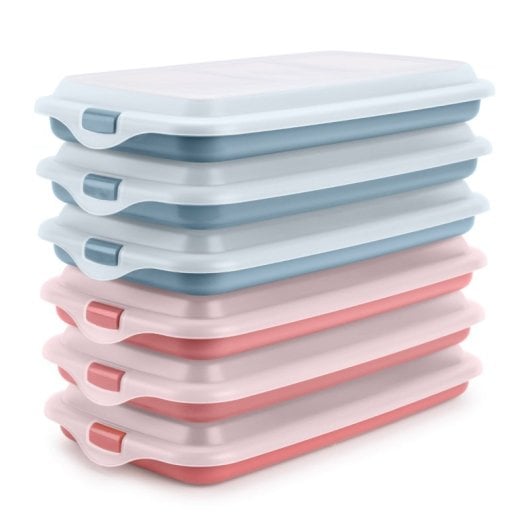 Ibili Deli - Lote De 6 Recipientes Apilables Porta Embutidos Y Alimentos. Azul Y Rojo