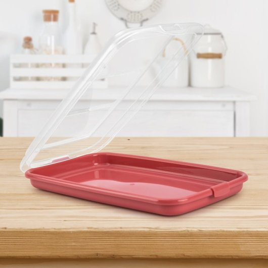 Ibili Deli - Lote De 6 Recipientes Apilables Porta Embutidos Y Alimentos. Azul Y Rojo