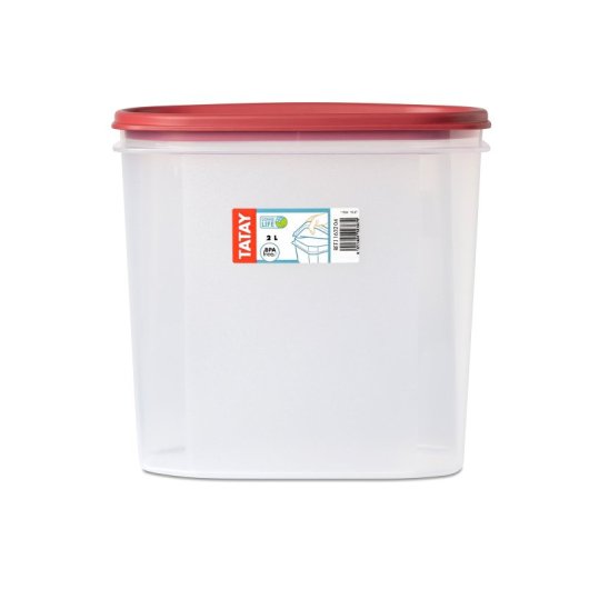 Tatay Top Flex - Contenitore ermetico ovale da 2 litri con chiusura a scatto. Rosso mirtillo