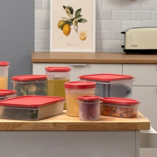 Tatay Top Flex - Contenitore ermetico ovale da 2 litri con chiusura a scatto. Rosso mirtillo