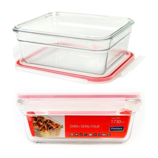 Glasslock Oven - Contenitore rettangolare in vetro temperato da 1,7 l. Adatto al forno.