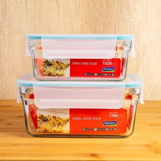 Glasslock Oven - Contenitore rettangolare in vetro temperato da 1,7 l. Adatto al forno.