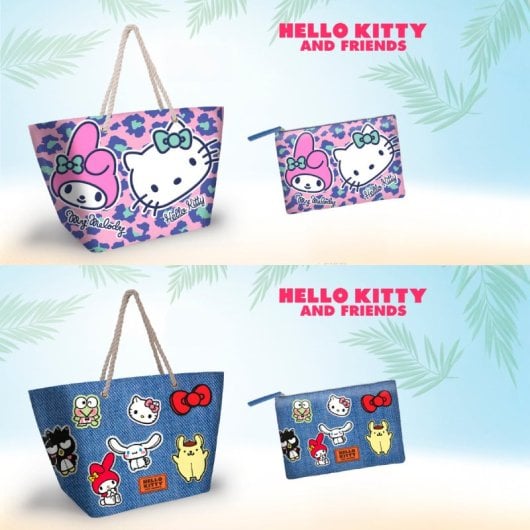 Karactermania - Borsa da spiaggia con manici e chiusura a cerniera. Hello Kitty Safari