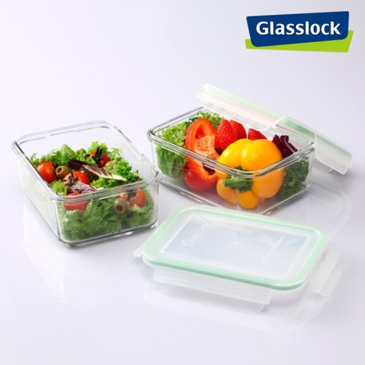 Glasslock Classic - Recipiente Hermético Rectangular De 1.9l En Vidrio Templado