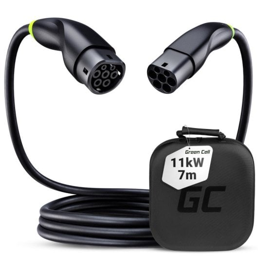 Cabo de carregamento para veículos elétricos Green Cell EVKABGC02, preto, tipos 2, 3 e 7 m