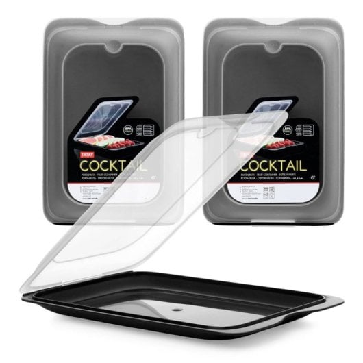 Tatay Fresh - Set di 3 contenitori per salumi e alimenti. Nero