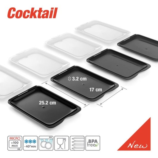 Tatay Fresh - Set di 3 contenitori per salumi e alimenti. Nero