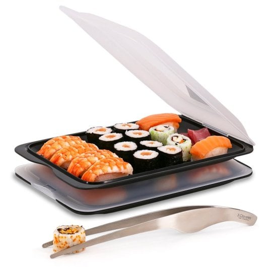 Tatay Fresh - Set di 3 contenitori per salumi e alimenti. Nero