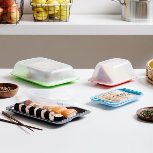 Tatay Mini - Contenitore per salumi e formaggi con sistema salva freschezza. Grigio