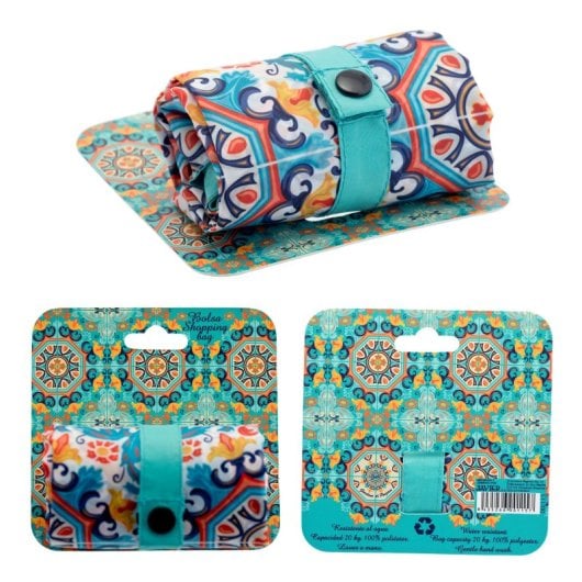 Javier Azulejos Verdes - Borsa della spesa pieghevole e riutilizzabile di grande capacità