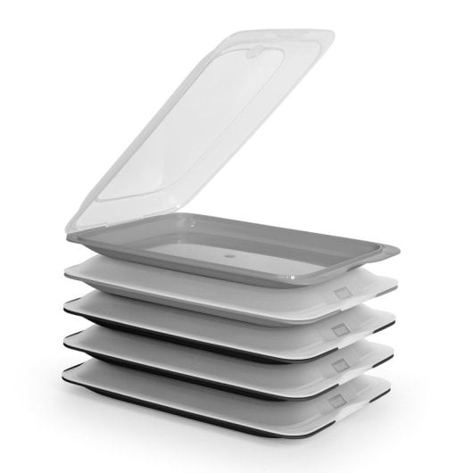 Tatay Fresh - Set De 5 Recipientes Porta Embutidos Y Alimentos. Negro Y Gris
