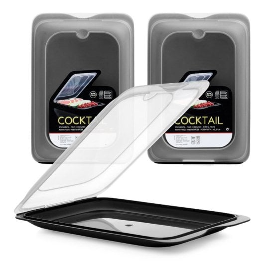 Tatay Fresh - Set De 5 Recipientes Porta Embutidos Y Alimentos. Negro Y Gris