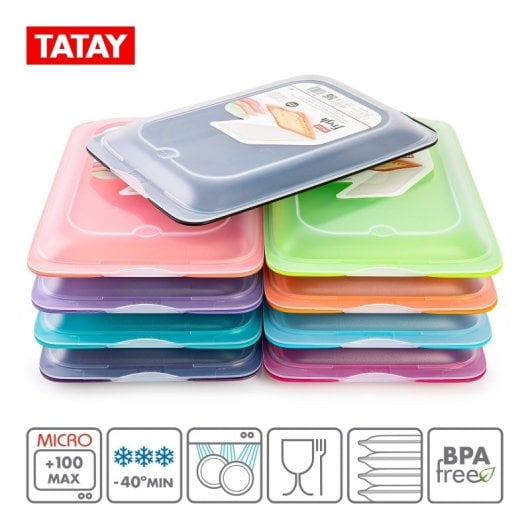 Tatay Fresh - Set De 5 Recipientes Porta Embutidos Y Alimentos. Negro Y Gris