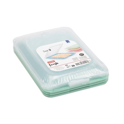 Tatay Fresh - Set di 3 contenitori per salumi e alimenti. Menta fresca