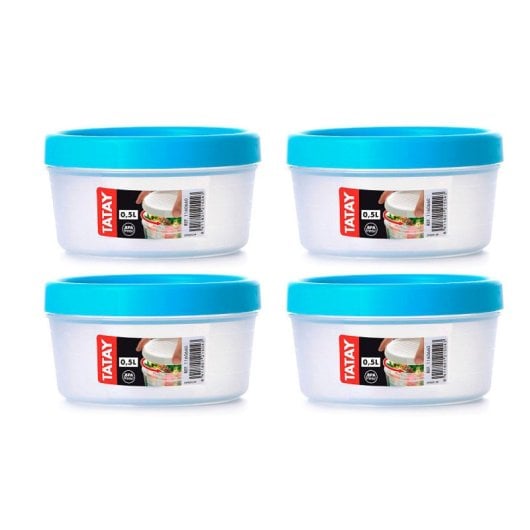 Tatay Twist - Set De 4 Recipientes Redondos 0.5l Con Cierre Hermético A Rosca. Turquesa