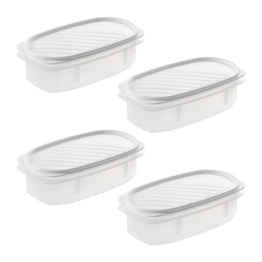 Tatay Top Flex - Juego De 4 Recipientes Ovalados 0.5l Con Cierre A Presión. Blanco