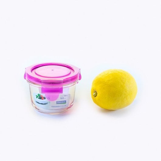 Glasslock Classic - Contenitore ermetico rotondo, 0,16 l, vetro temperato. Viola