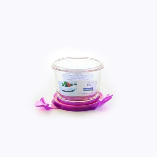 Glasslock Classic - Contenitore ermetico rotondo, 0,16 l, vetro temperato. Viola