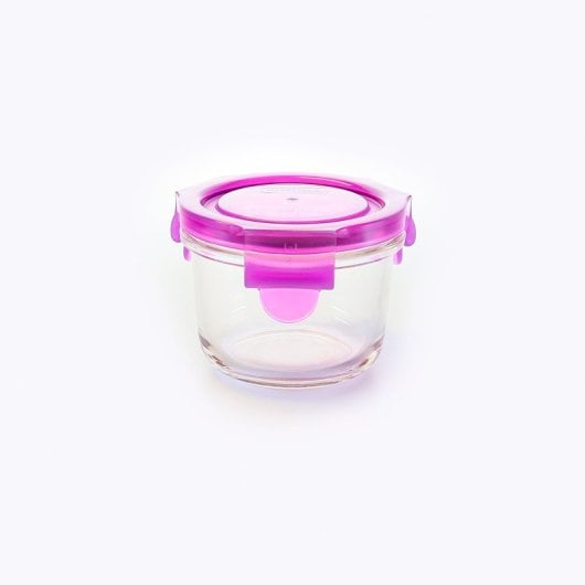 Glasslock Classic - Contenitore ermetico rotondo, 0,16 l, vetro temperato. Viola