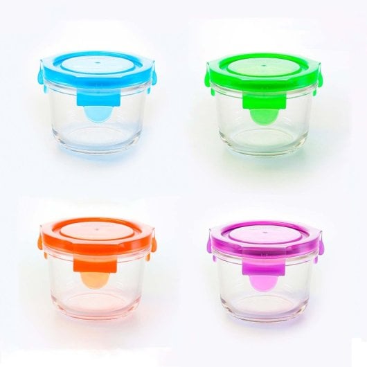 Glasslock Classic - Contenitore ermetico rotondo, 0,16 l, vetro temperato. Viola