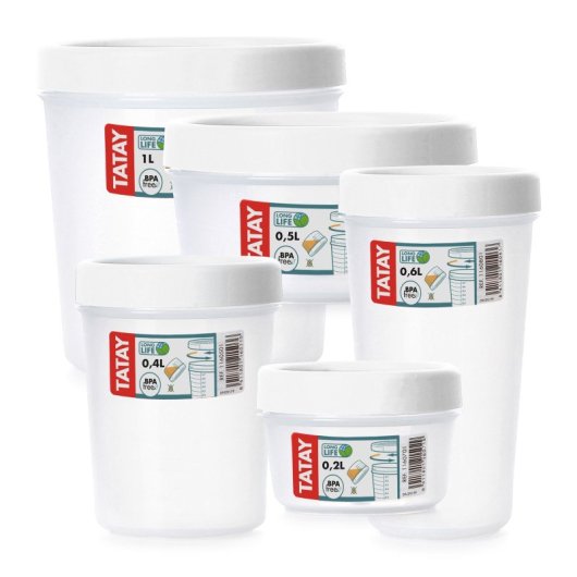 Tatay Twist - Recipiente Redondo De 1l Con Cierre Hermético A Rosca. Blanco