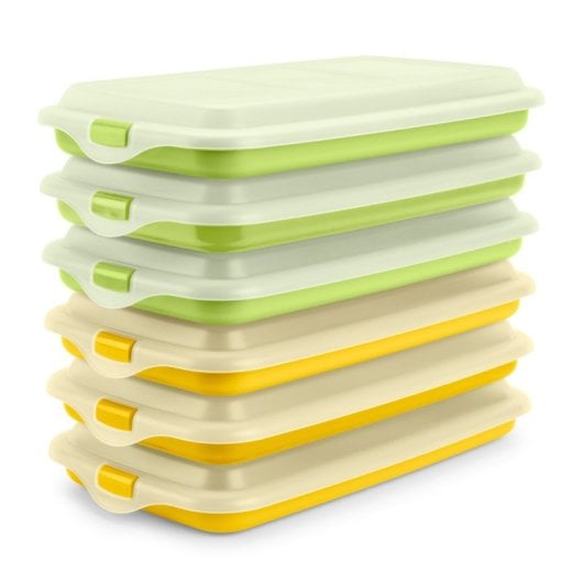 Ibili Deli - Lote De 6 Recipientes Apilables Porta Embutidos Y Alimentos. Amarillo Y Verde
