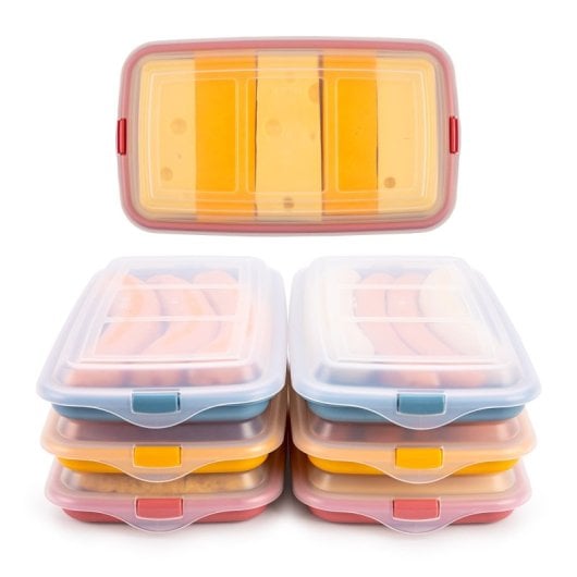 Ibili Deli - Lote De 6 Recipientes Apilables Porta Embutidos Y Alimentos. Amarillo Y Verde