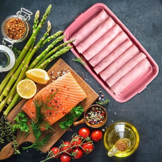 Ibili Deli - Lote De 6 Recipientes Apilables Porta Embutidos Y Alimentos. Amarillo Y Verde