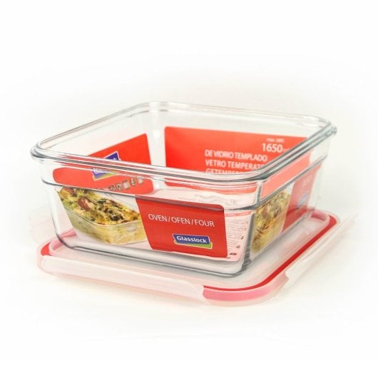 Glasslock Oven - Contenitore quadrato in vetro temperato da 1,65 l. Adatto al forno.