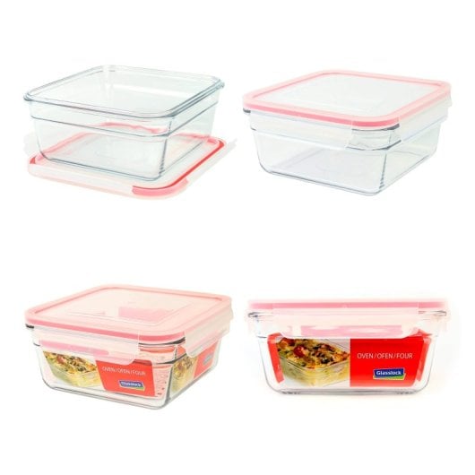 Glasslock Oven - Contenitore quadrato in vetro temperato da 1,65 l. Adatto al forno.