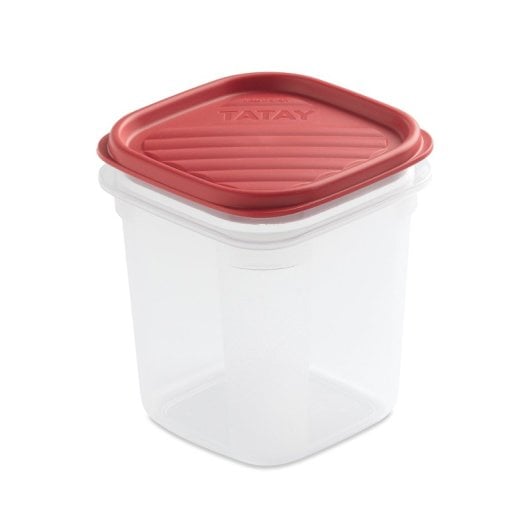 Tatay Top Flex - Contenitore ermetico quadrato alto da 0,7 l con chiusura a scatto. Rosso mirtillo