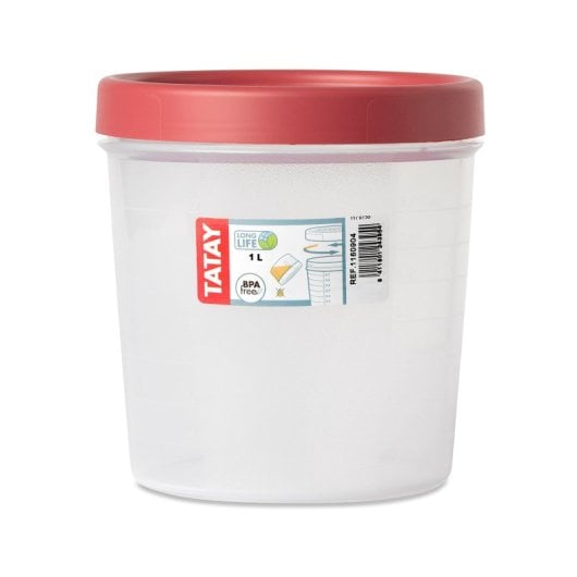 Tatay Twist - Contenitore rotondo da 1 l con coperchio ermetico a vite. Rosso mirtillo