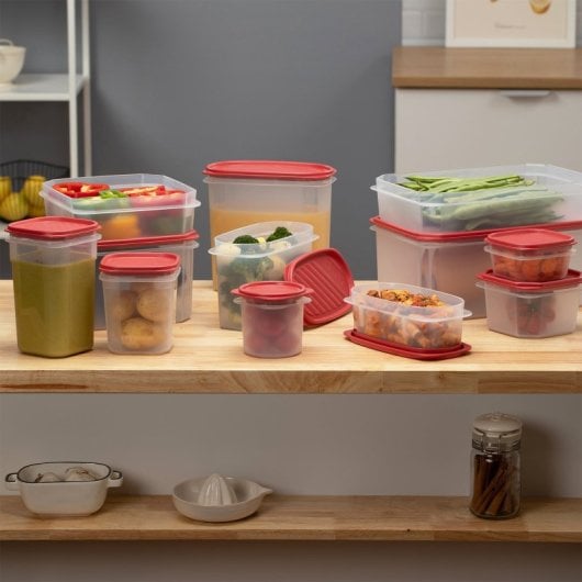 Tatay Twist - Contenitore rotondo da 1 l con coperchio ermetico a vite. Rosso mirtillo