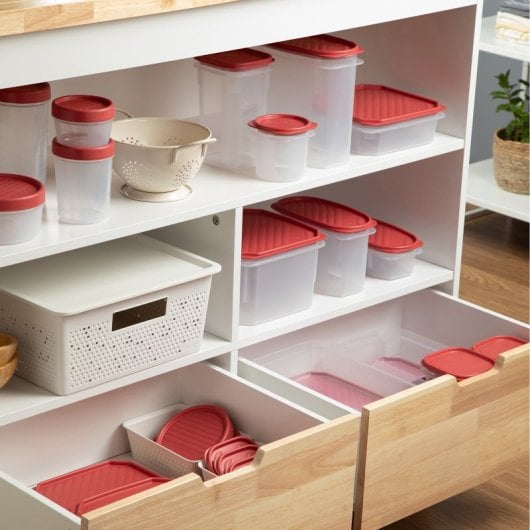 Tatay Twist - Contenitore rotondo da 1 l con coperchio ermetico a vite. Rosso mirtillo