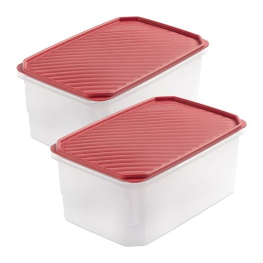 Tatay Top Flex - Pack 2x Recipientes Rectangulares Planos 4.7l Cierre A Presión. Arandano