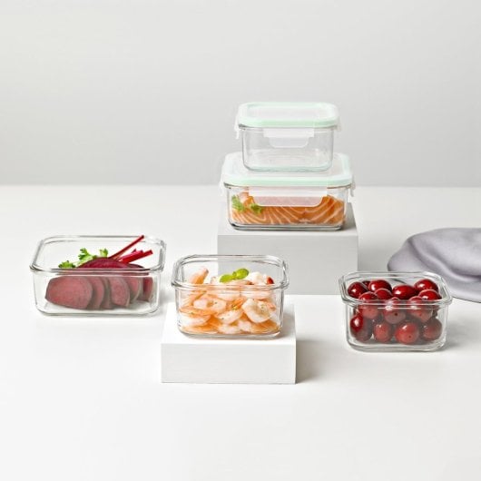 Glasslock Classic - Contenitore ermetico quadrato da 0,2 l in vetro temperato. Arancione