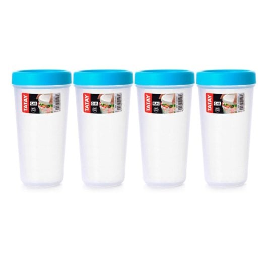 Tatay Twist - Set De 4 Recipientes Redondos 0.6l Con Cierre Hermético A Rosca. Turquesa