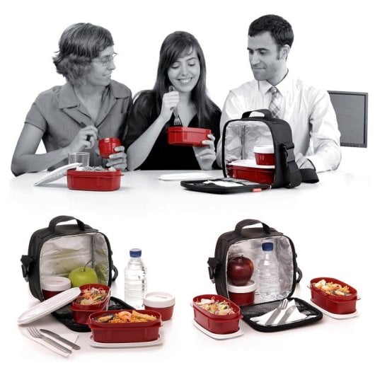 Borsa termica per il pranzo e set di posate Tatay Kit Urban Food. Stelle grigie