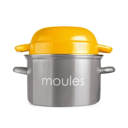 Ibili Moules - Pentola per cozze in acciaio smaltato da 18 cm con coperchio speciale. Pesca