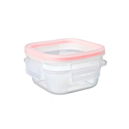 Tatay Clip Safe - Contenitore ermetico quadrato da 0,3 l con chiusura a linguetta. Rosso