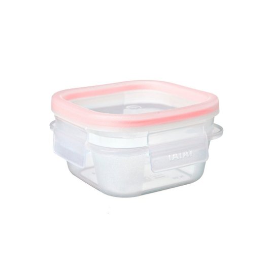 Tatay Clip Safe - Contenitore ermetico quadrato da 0,3 l con chiusura a linguetta. Rosso