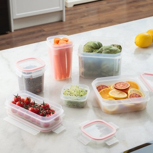 Tatay Clip Safe - Contenitore ermetico quadrato da 0,3 l con chiusura a linguetta. Rosso