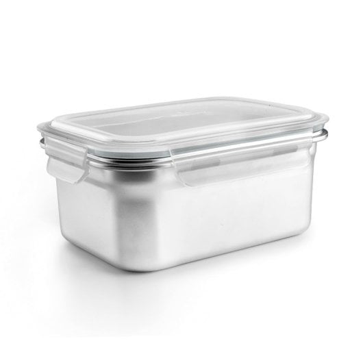 Ibili Keepklin - Lote De 2 Recipientes Rectangulares De 0.8l Y 1.6l En Acero Apto Microondas