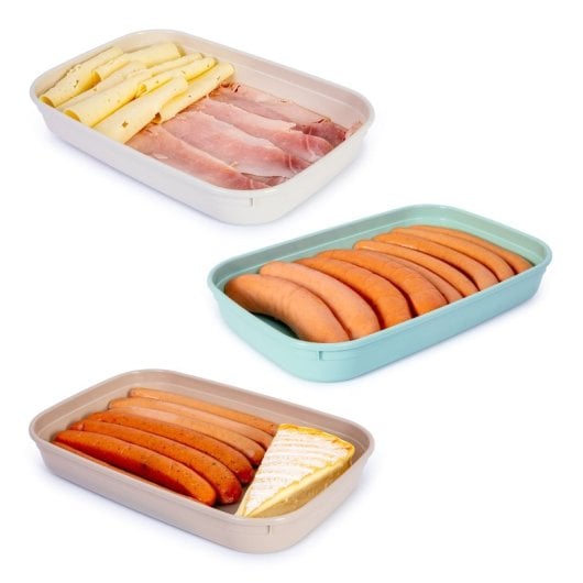 Plastic Forte - Set di 2 contenitori per salsicce Vision da 1,75 l, beige