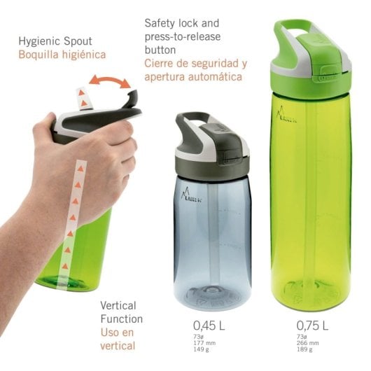 Laken Summit - Botella De Agua Con Boquilla 0.45l En Tritán Con Mosquetón. Rojo