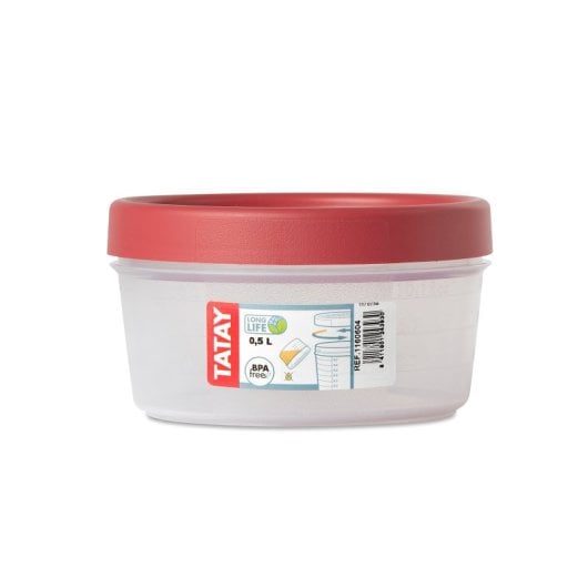 Tatay Twist - Recipiente Redondo De 0.5l Con Cierre Hermético A Rosca. Rojo Arandano